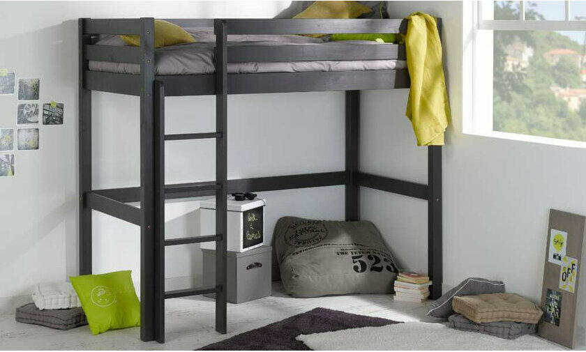 Chambre avec Lit Mezzanine Ted Gris anthracite