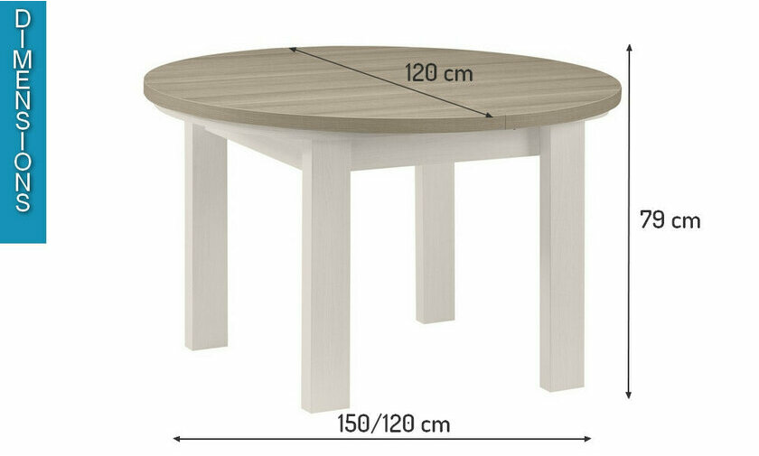 Dimensions table ronde Toscane