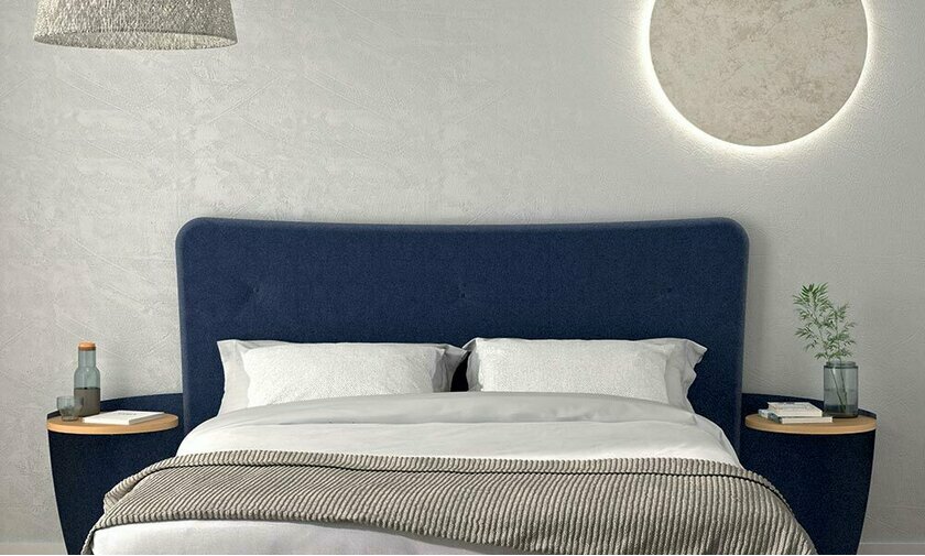 Tête de lit adulte Prosper bleu marine avec chevets en option