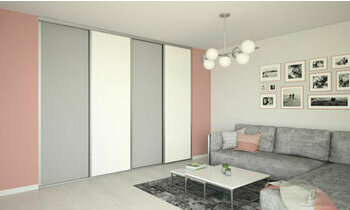 Porte de placard 4 vantaux Dlos, 2 portes blanches, 2 portes dcor gris souris