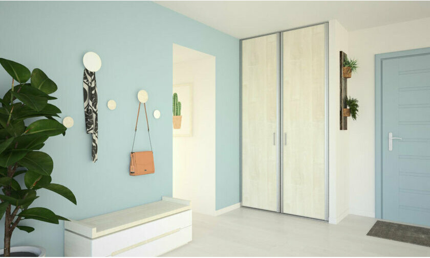 Porte de placard pivotante Délos - 2 vantaux coloris bois blanchi