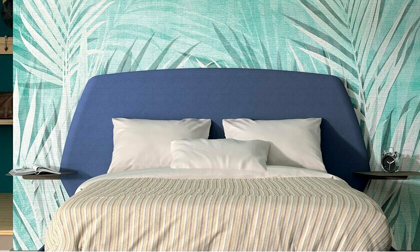 Tête de lit en tissu bleu marine