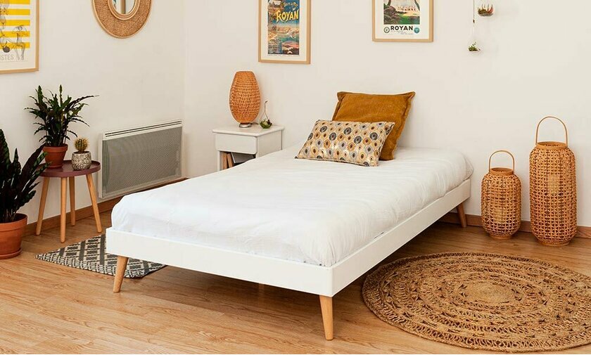 Lit Euphor blanc avec sommier et matelas