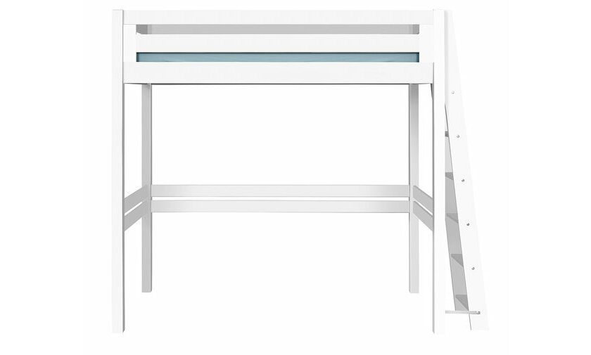 Lit mezzanine Abel blanc avec chelle oblique petit ct droit