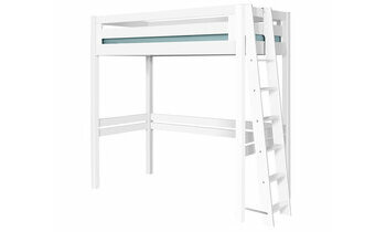 Lit mezzanine Abel 2 places couleur blanche, chelle sur le petit ct