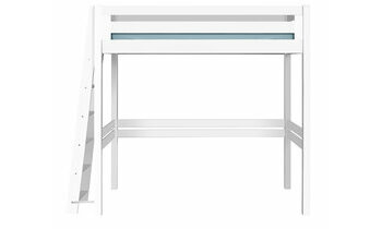 Lit mezzanine Abel 2 places couleur blanche, chelle sur le petit ct gauche