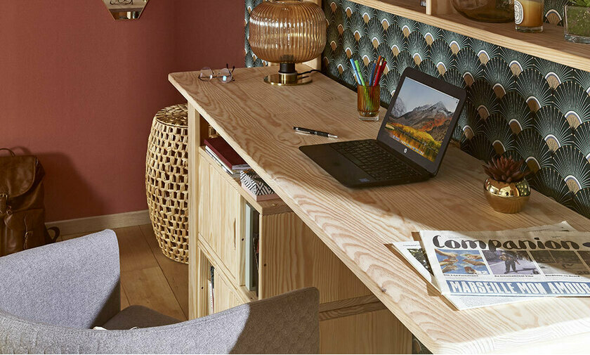 Bureau en bois pour lit mezzanine Douglas