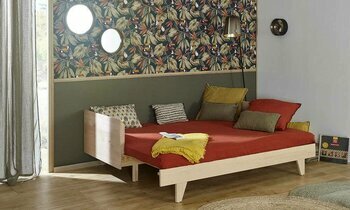 Lit peigne en bois massif avec 2 couchages