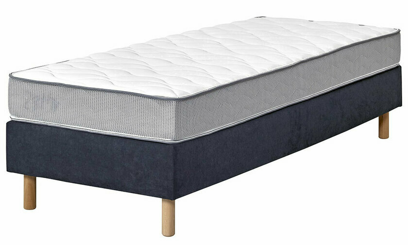 Sommier en tissu 1 couchage Senesi bleu  avec pieds et matelas en option