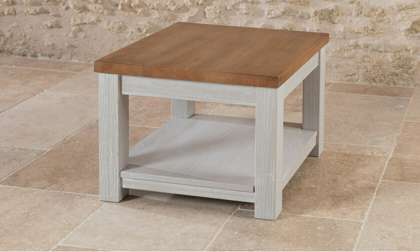 Table basse carre Cyllne Miel et gris clair