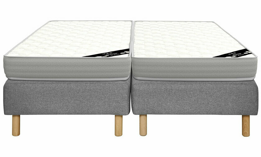 Ensemble sommier Senesi gris avec matelas Elbe 