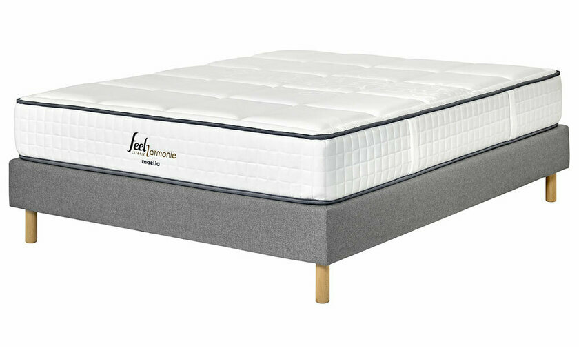 Sommier tapissier Senesi gris avec matelas Malia