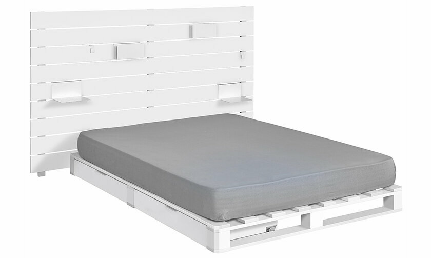 Lit Corfou blanc avec matelas et tte de lit