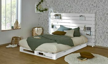 Lit Corfou blanc avec tte de lit Ipar blanche 