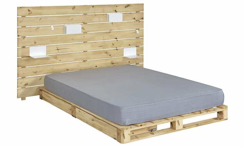 Lit Corfou en bois massif avec matelas