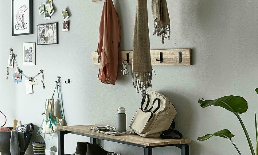 Patre en bois massif et crochets mtal 