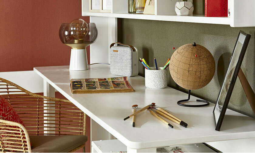 Bureau en bois massif Milos blanc 