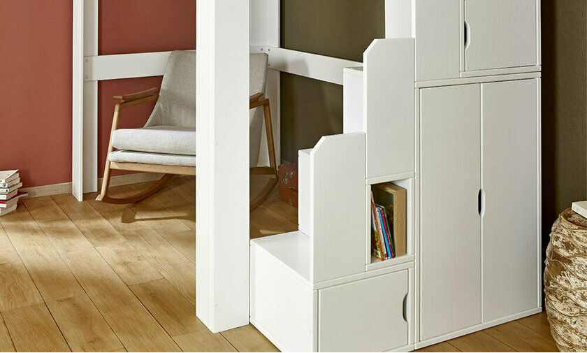 Module escalier avec armoire Milos blanche