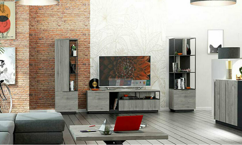 Meuble TV en bois et métal
