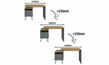 Extensions possibles du bureau modulable Darrel 