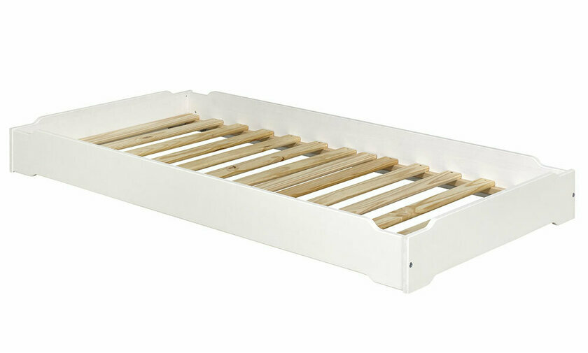 Lit empilable Vaka blanc avec sommier  lattes massives