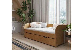 Lit flocon noisette avec matelas et tiroir en option
