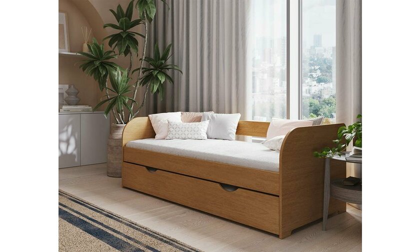 Lit flocon noisette avec matelas et tiroir en option