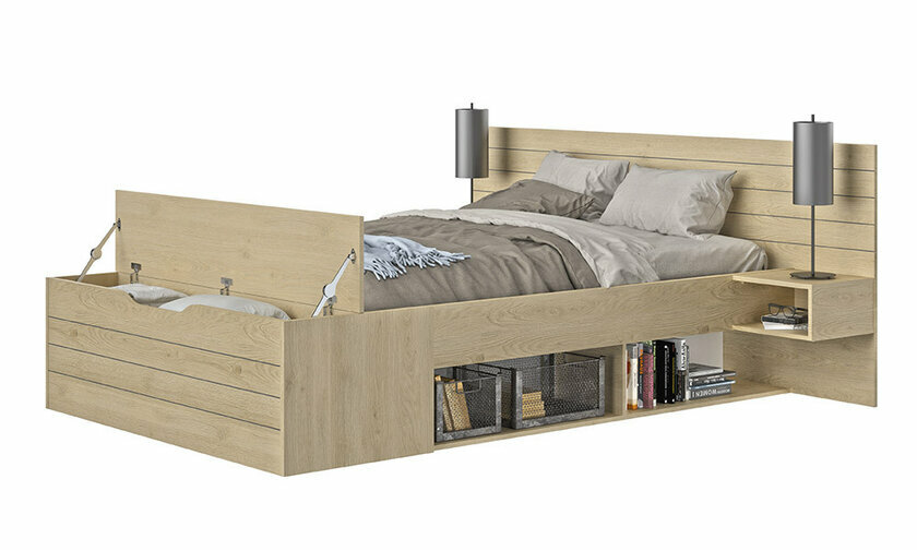 Lit 2 places Thyon avec coffre de rangements 