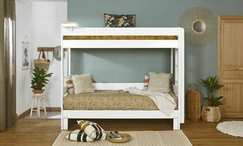 Lit superpos gigogne blanc Lakota sans tiroir avec matelas