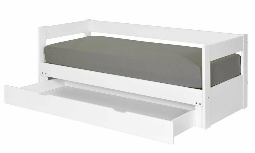 Lit gigogne Lakota blanc 80x200 tiroir ouvert