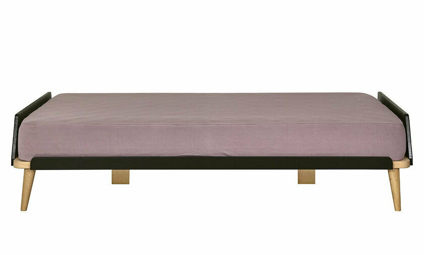 Lit Algol noir adulte vue de ct avec matelas