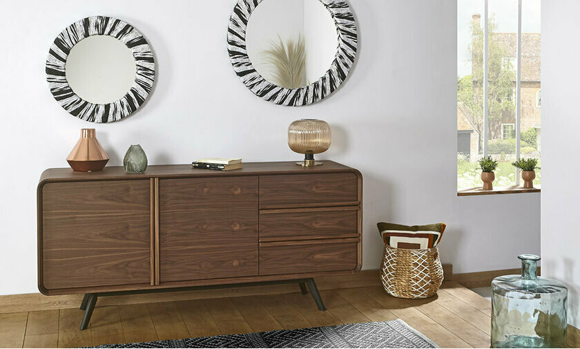 Buffet Ketch plaquage noyer massif