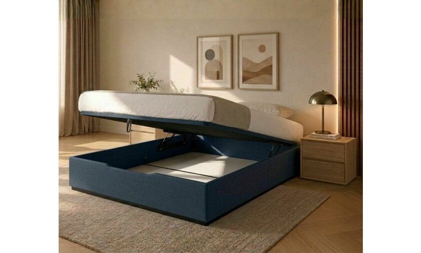 Lit coffre Maximo ouvert bleu Lit coffre Maximo ouvert bleu