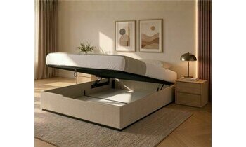 Lit coffre Maximo ouvert beige clair Lit coffre Maximo ouvert beige clair