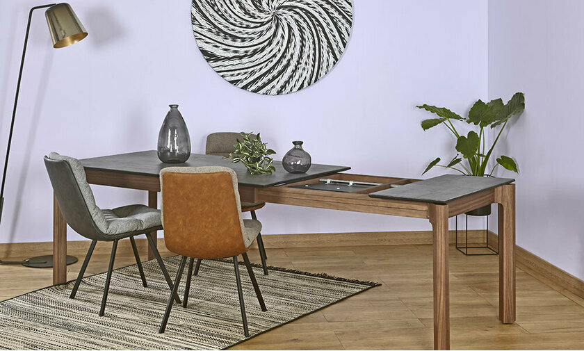 Table extensible Lantcha placage noyer massif