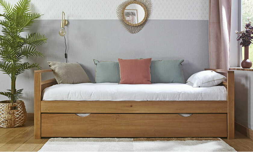 Banquette gigogne Ponant en bois finition noisette