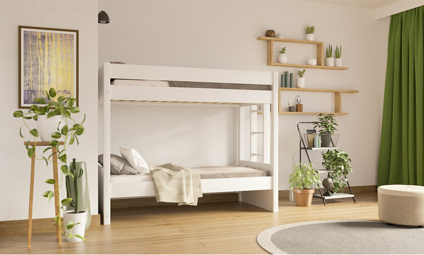 Lit superpos adulte Kupa blanc chelle positionnable avec matelas