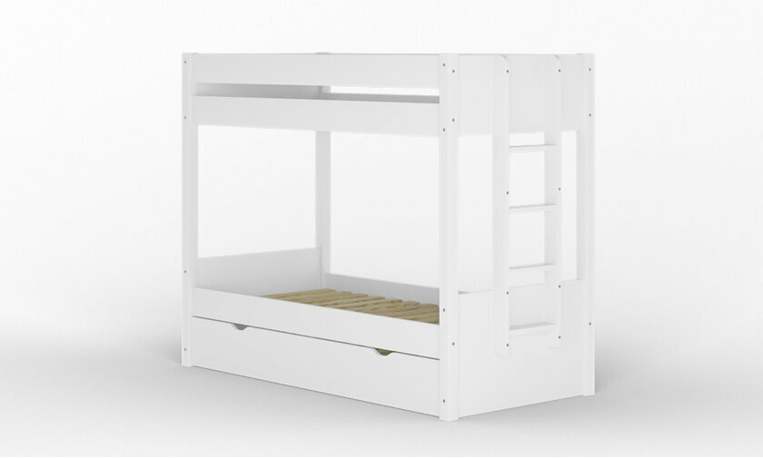 Lit superpos gigogne adulte Kupa blanc vue de 3/4 avec matelas 