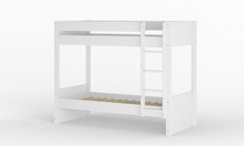 Lit superpos adulte Javari blanc vue de 3/4 avec matelas