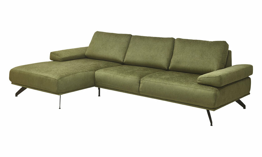 Canapé d'angle Cosmo vert avec accoudoirs 