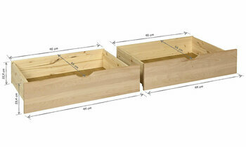 Dimensions lot de 2 tiroirs Pasman faade bois de htre massif