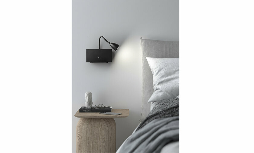 Applique Murale Orientable Tungua coloris noir se marie facilement avec votre amnagement intrieur