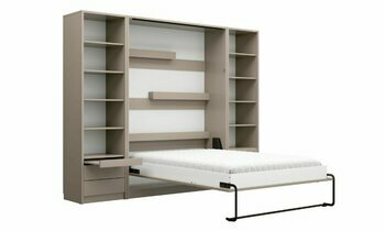Lit escamotable Slne ouvert avec bureau taupe