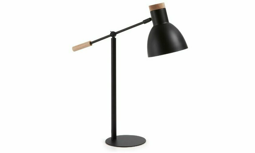 lampe a poser metal et bois coloris noir anna