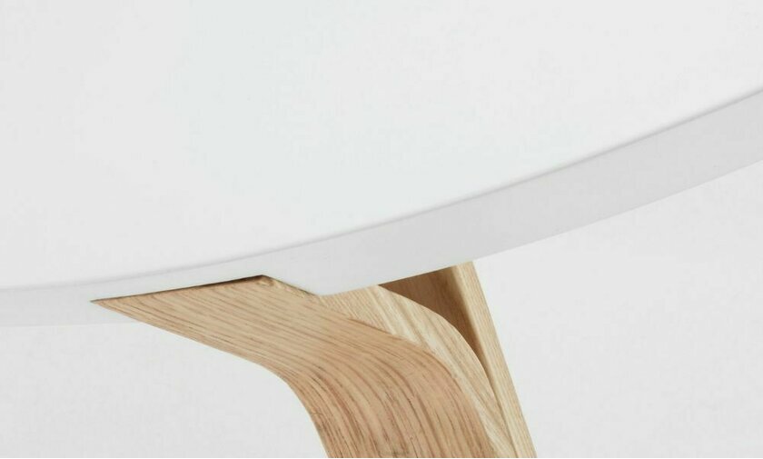 table basse ronde pied en bois coloris blanc