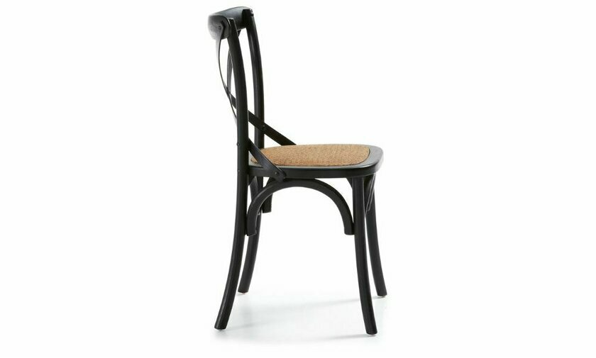 chaise bistrot en bois avec dossier croix wood noir