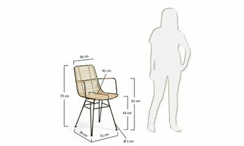 dimensions fauteuil metal et rotin nils noir