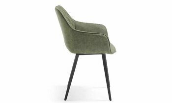 fauteuil de table aspect cuir et acier jane vert