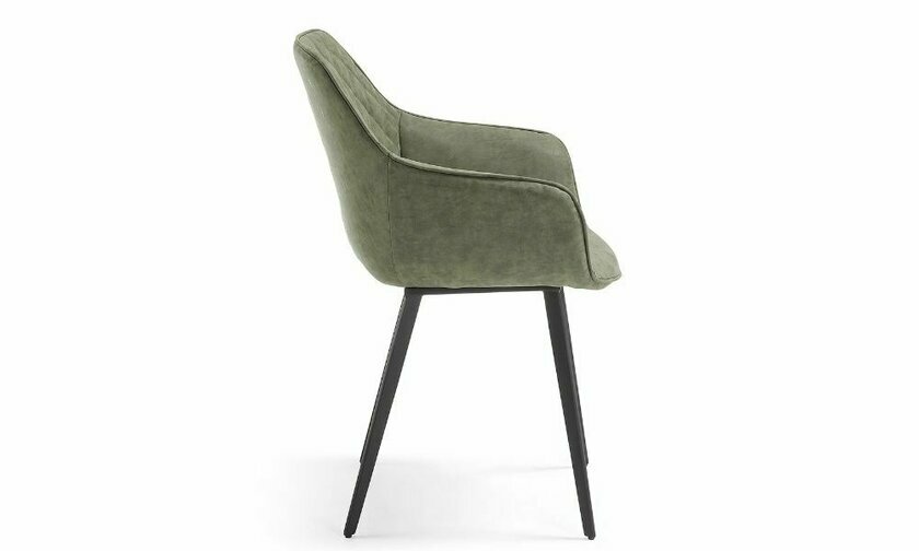 fauteuil de table aspect cuir et acier jane vert