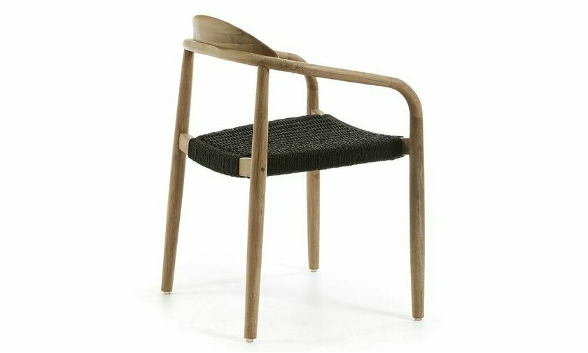 fauteuil design en bois eucalyptus assise coloris gris modele gina